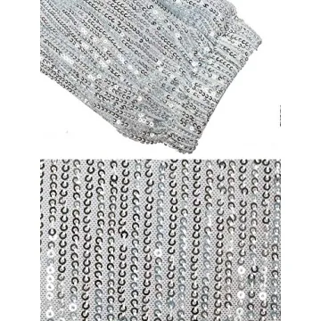 ALLUMK Women Casual Shiny Sequin Joggers High Waisted Ruffle Drawstring Loose Pants Clubwear White M