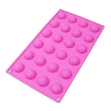 BAKER DEPOT Small Dome Silicone Mold for Cake Decorating Candy Chocolate Mould Semicircle Handmade Resin Craft Mould (round 24 holes mold 2 pcs)