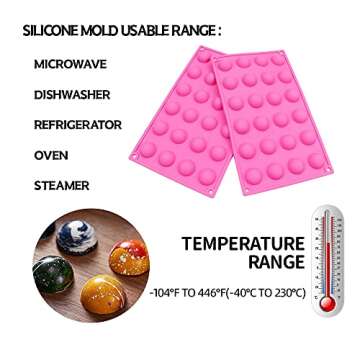 BAKER DEPOT Small Dome Silicone Mold for Cake Decorating Candy Chocolate Mould Semicircle Handmade Resin Craft Mould (round 24 holes mold 2 pcs)