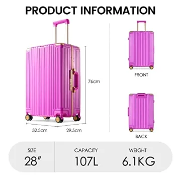 GinzaTravel Aluminum PC Suitcase Bright Colors TSA Lock