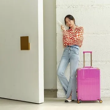 GinzaTravel Aluminum PC Suitcase Bright Colors TSA Lock