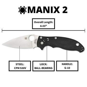 Spyderco Manix 2 Knife with G-10 Handle and S30V Blade