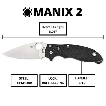 Spyderco Manix 2 Knife with G-10 Handle and S30V Blade
