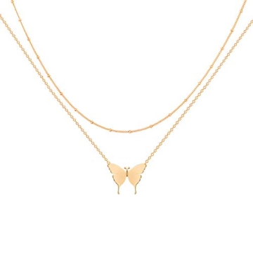 MEVECCO Gold Butterfly Layered Necklace for Women