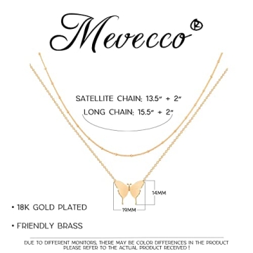 MEVECCO Gold Butterfly Layered Necklace for Women