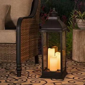Classic Black Candle Lantern: Battery Powered LED Light