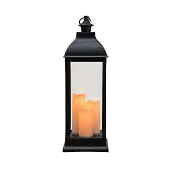 Classic Black Candle Lantern: Battery Powered LED Light