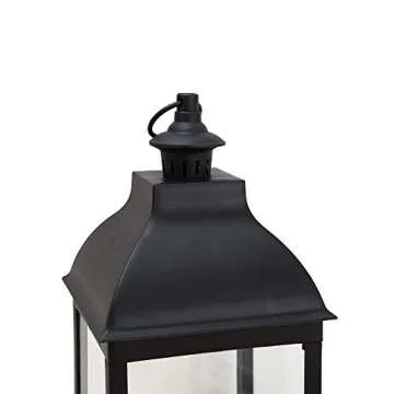 Classic Black Candle Lantern: Battery Powered LED Light