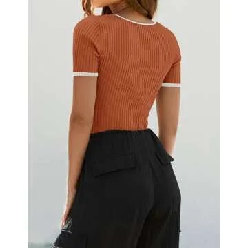 ZESICA Women's Short Sleeve Color Block T-Shirt - Chic Fit