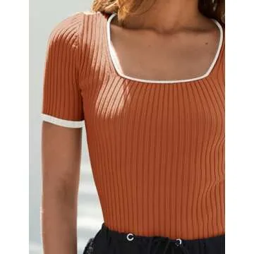 ZESICA Women's Short Sleeve Color Block T-Shirt - Chic Fit