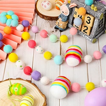 Colorful Wool Felt Easter Ball Garland Decor for Home