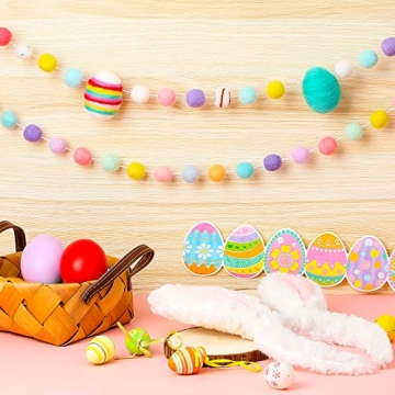 Colorful Wool Felt Easter Ball Garland Decor for Home