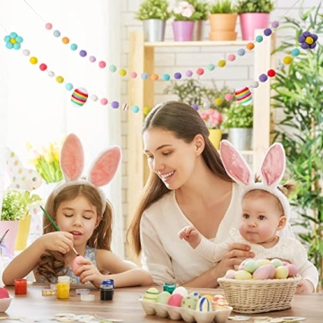 Colorful Wool Felt Easter Ball Garland Decor for Home