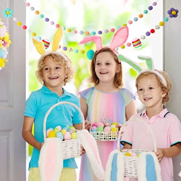 Colorful Wool Felt Easter Ball Garland Decor for Home