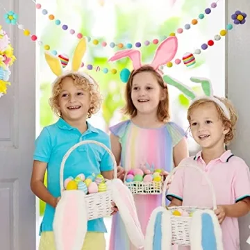 Colorful Wool Felt Easter Ball Garland Decor for Home