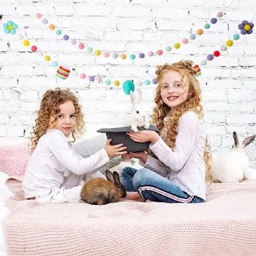 Colorful Wool Felt Easter Ball Garland Decor for Home