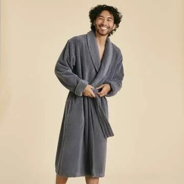 Brooklinen Super-Plush Unisex Robe - 100% Cotton, Small Size in Graphite Gray | Best Luxury Spa Robes