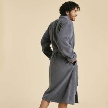 Brooklinen Super-Plush Unisex Robe - 100% Cotton, Small Size in Graphite Gray | Best Luxury Spa Robes