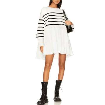 Womens Oversized Sweater Dress Spring Fall Trendy Long Sleeve Crewneck Pullover Tops Relaxed Fit Swe...