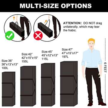 COOLBEBE 42" Sports Duffle Bag - 150L Extra Large Travel Duffel Luggage Bag with Upgrade Zipper, Sturdy & Water Resistant, Black