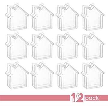 Hammont Tree Ornaments - Acrylic House Shaped Fillable Christmas Ornaments - Great for Party Favors | Gifts | Crafts (12 Pack)