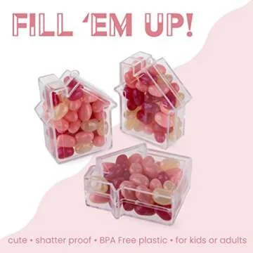 Hammont Tree Ornaments - Acrylic House Shaped Fillable Christmas Ornaments - Great for Party Favors | Gifts | Crafts (12 Pack)