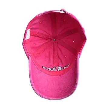 Waldeal Embroidered Mama Hat for Women, Gifts for Mom, Wife, Adjustable Washed Distressed Baseball Cap Hot Pink