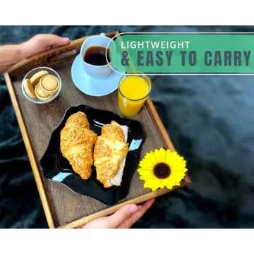 Serving Trays Set of 3 - Ottoman Wood Trays for Entertainment, Food and Décor - Rustic Farmhouse Distressed Wood Finish - Stained Wood Brown