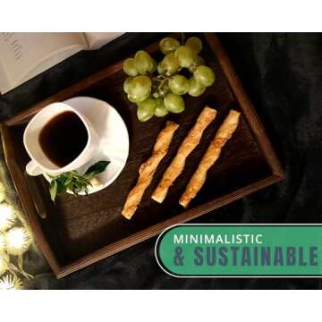 Serving Trays Set of 3 - Ottoman Wood Trays for Entertainment, Food and Décor - Rustic Farmhouse Distressed Wood Finish - Stained Wood Brown