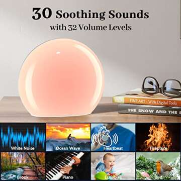 Meditation White Noise Sound Machine with Soothing Sounds and Night Light