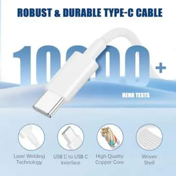10ft Fast Charging USB C Cable for iPhone 16 Pro