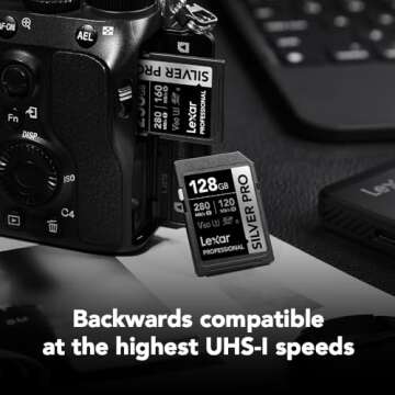 Lexar 128GB Professional SILVER PRO SDXC Memory Card, UHS-II, C10, U3, V60, Full-HD & 4K Video, Up To 280MB/s Read, for Professional Photographer, Videographer, Enthusiast (LSDSIPR128G-BNNNU)