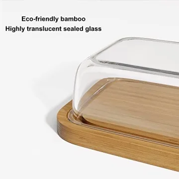 Stylish Glass Butter Dish with Bamboo Base for Freshness