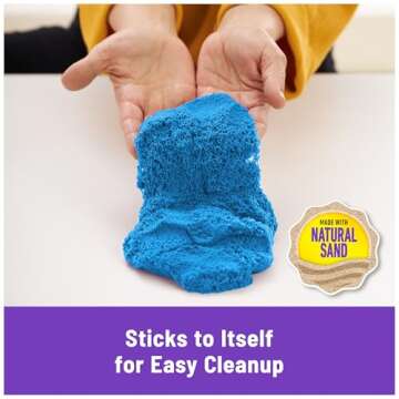 Kinetic Sand, Sandbox Set with 1lb Blue Play Sand, 4 Tools & Molds, Storage, Sensory Toys for Kids Ages 3 and up