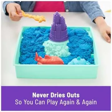 Kinetic Sand, Sandbox Set with 1lb Blue Play Sand, 4 Tools & Molds, Storage, Sensory Toys for Kids Ages 3 and up