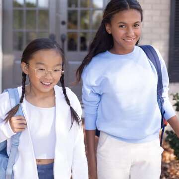 Hanes Girls' Big EcoSmart Graphic Sweatshirt, Purple Thora, XL