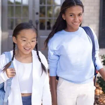 Hanes Girls' Big EcoSmart Graphic Sweatshirt, Purple Thora, XL