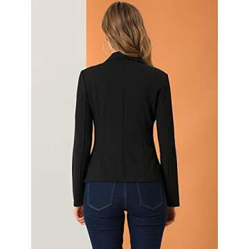 Allegra K Women's Work Office Blazer Stretch Lapel Collar Long Sleeve Jacket Suit Blazer X-Small Black