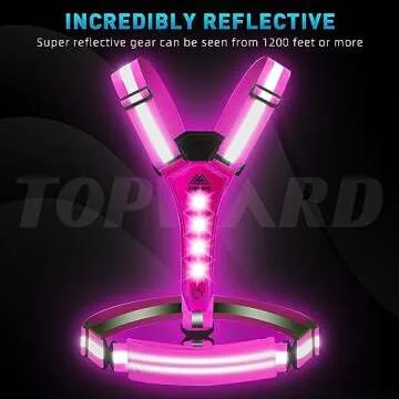 Topward LED Reflective Vest Running Gear, USB-C Rechargeable, Light Up Lights for Night Dog Walking ...