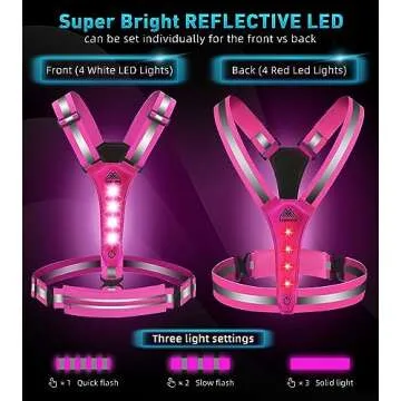 Topward LED Reflective Vest Running Gear, USB-C Rechargeable, Light Up Lights for Night Dog Walking Cycling, Running Phone Holder Vest for Runners, High Visibility with Adjustable Waist/Shoulder