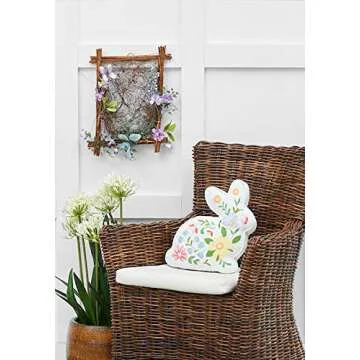 C&F Home 14" Easter Bunny Rabbit Shaped Accent Throw Pillow Spring Home Living Room Sofa Couch Chair Bed Bedroom Décor Decoration 14" x 14" Multicolored