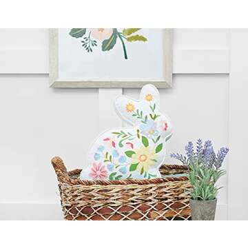 C&F Home 14" Easter Bunny Rabbit Shaped Accent Throw Pillow Spring Home Living Room Sofa Couch Chair Bed Bedroom Décor Decoration 14" x 14" Multicolored