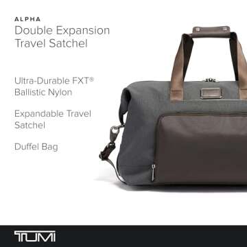 TUMI Alpha Double Expansion Travel Satchel - Business Duffel Bag for Men & Women - Weekend Travel Ba...