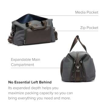 TUMI Alpha Double Expansion Travel Satchel - Business Duffel Bag for Men & Women - Weekend Travel Bag with Shoulder Strap - Anthracite