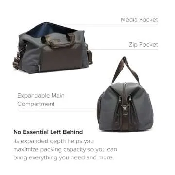 TUMI Alpha Double Expansion Travel Satchel - Business Duffel Bag for Men & Women - Weekend Travel Bag with Shoulder Strap - Anthracite