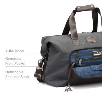 TUMI Alpha Double Expansion Travel Satchel - Business Duffel Bag for Men & Women - Weekend Travel Bag with Shoulder Strap - Anthracite