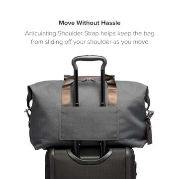 TUMI Alpha Double Expansion Travel Satchel - Business Duffel Bag for Men & Women - Weekend Travel Bag with Shoulder Strap - Anthracite