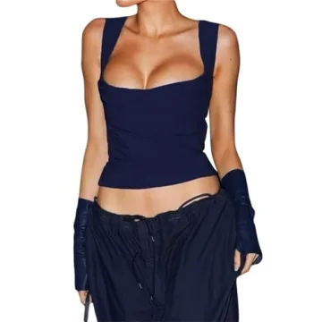 ROAONOCOMO Y2K Sexy Spaghetti Strap Lace Crop Camisole Sleeveless V Neck Top Slim Fit Streetwear