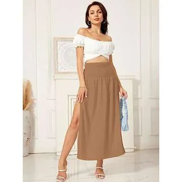 WDIRARA Women's High Slit Maxi Dress for Summer Style