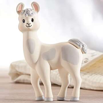 Lil' Llama Baby Teething Toys, Llama Teether for Toddler & Baby Boys and Girls, 100% Natural Rubber BPA-Free Squeaky Baby Toy, Soothe Sore Itchy Gums & Teething Pain (Llama)